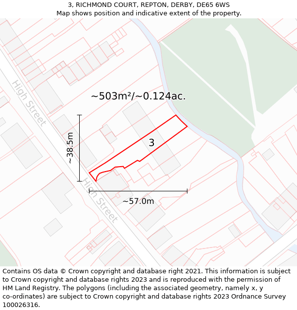 3, RICHMOND COURT, REPTON, DERBY, DE65 6WS: Plot and title map