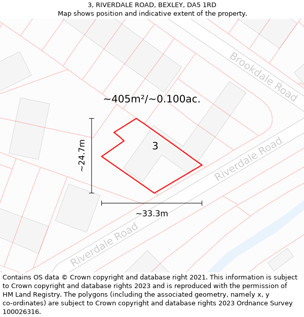 3, RIVERDALE ROAD, BEXLEY, DA5 1RD: Plot and title map