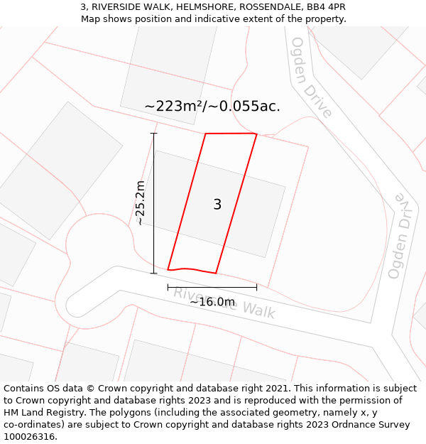 3, RIVERSIDE WALK, HELMSHORE, ROSSENDALE, BB4 4PR: Plot and title map