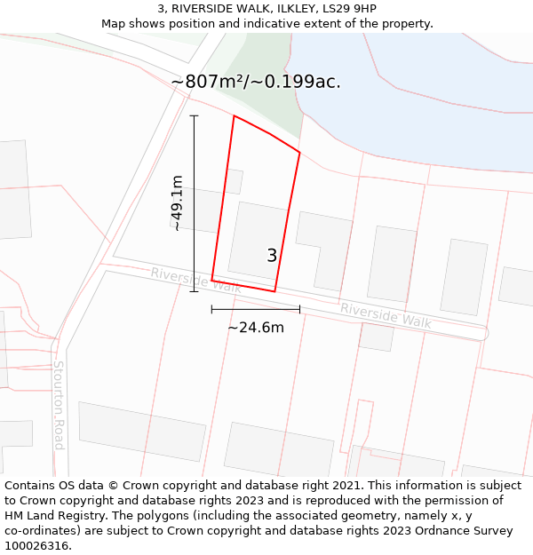 3, RIVERSIDE WALK, ILKLEY, LS29 9HP: Plot and title map