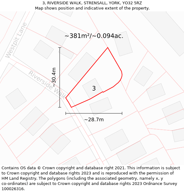 3, RIVERSIDE WALK, STRENSALL, YORK, YO32 5RZ: Plot and title map