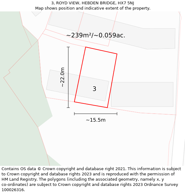 3, ROYD VIEW, HEBDEN BRIDGE, HX7 5NJ: Plot and title map