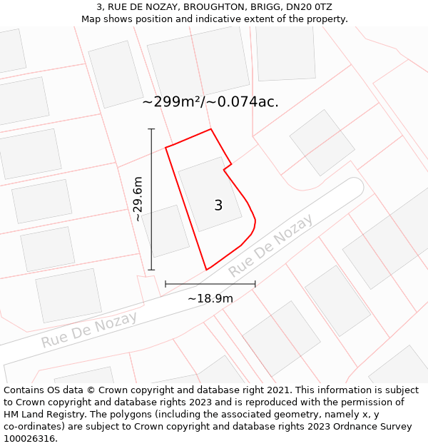 3, RUE DE NOZAY, BROUGHTON, BRIGG, DN20 0TZ: Plot and title map