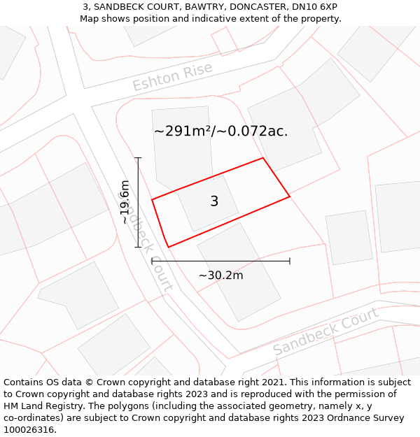 3, SANDBECK COURT, BAWTRY, DONCASTER, DN10 6XP: Plot and title map