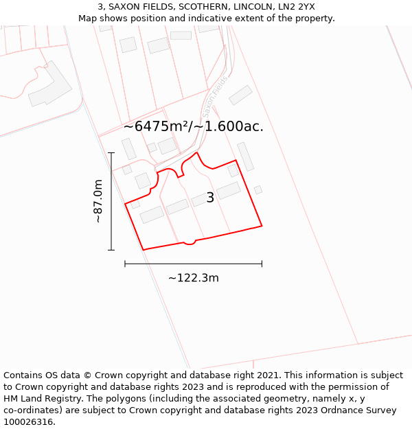 3, SAXON FIELDS, SCOTHERN, LINCOLN, LN2 2YX: Plot and title map