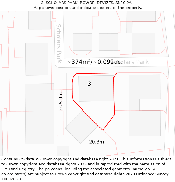 3, SCHOLARS PARK, ROWDE, DEVIZES, SN10 2AH: Plot and title map