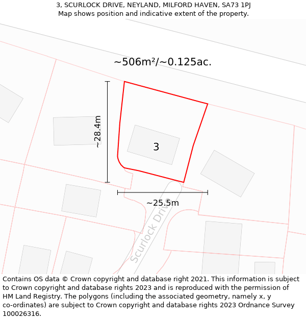 3, SCURLOCK DRIVE, NEYLAND, MILFORD HAVEN, SA73 1PJ: Plot and title map