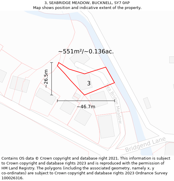 3, SEABRIDGE MEADOW, BUCKNELL, SY7 0AP: Plot and title map