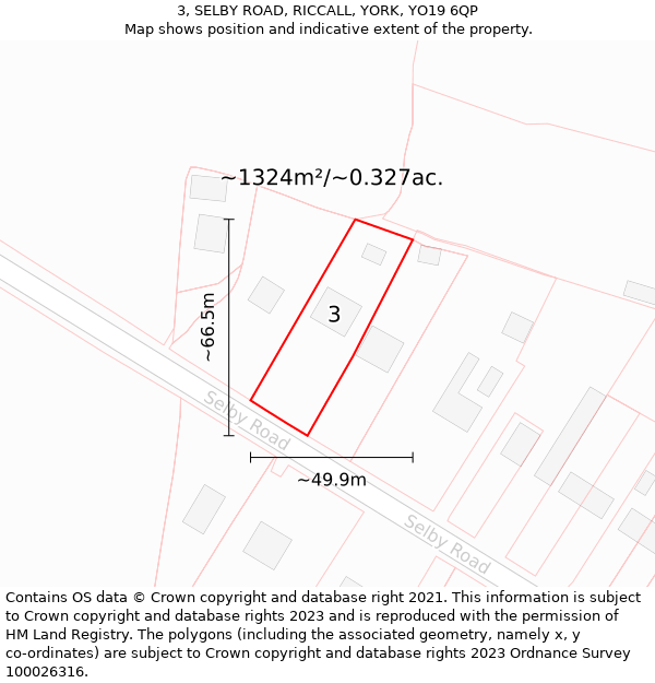 3, SELBY ROAD, RICCALL, YORK, YO19 6QP: Plot and title map