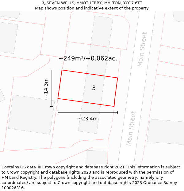 3, SEVEN WELLS, AMOTHERBY, MALTON, YO17 6TT: Plot and title map