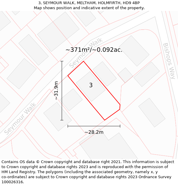 3, SEYMOUR WALK, MELTHAM, HOLMFIRTH, HD9 4BP: Plot and title map