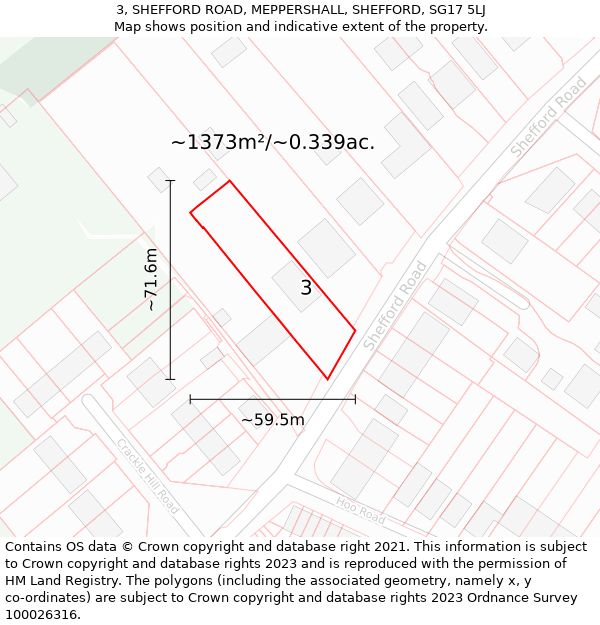 3, SHEFFORD ROAD, MEPPERSHALL, SHEFFORD, SG17 5LJ: Plot and title map