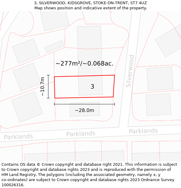 3, SILVERWOOD, KIDSGROVE, STOKE-ON-TRENT, ST7 4UZ: Plot and title map