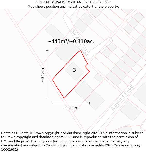 3, SIR ALEX WALK, TOPSHAM, EXETER, EX3 0LG: Plot and title map