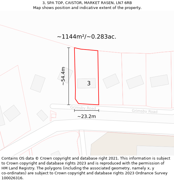 3, SPA TOP, CAISTOR, MARKET RASEN, LN7 6RB: Plot and title map