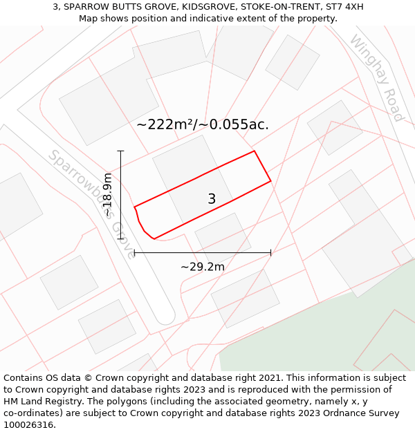 3, SPARROW BUTTS GROVE, KIDSGROVE, STOKE-ON-TRENT, ST7 4XH: Plot and title map