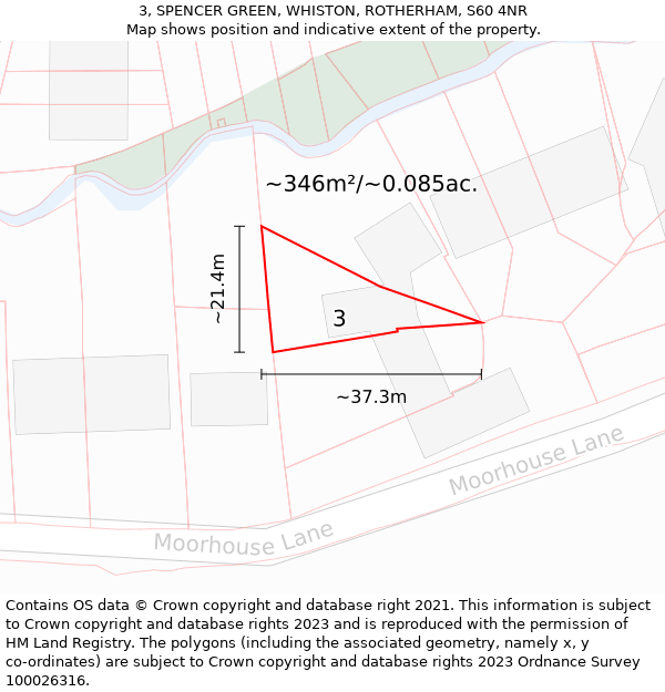 3, SPENCER GREEN, WHISTON, ROTHERHAM, S60 4NR: Plot and title map