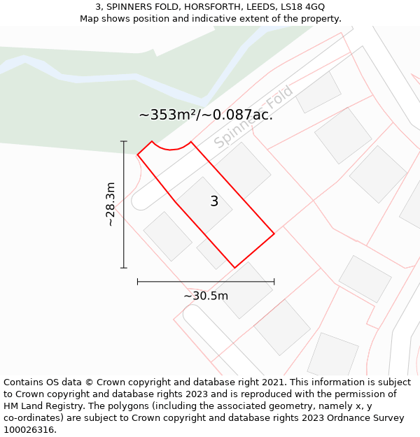 3, SPINNERS FOLD, HORSFORTH, LEEDS, LS18 4GQ: Plot and title map