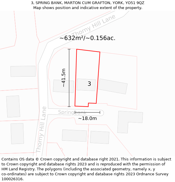 3, SPRING BANK, MARTON CUM GRAFTON, YORK, YO51 9QZ: Plot and title map