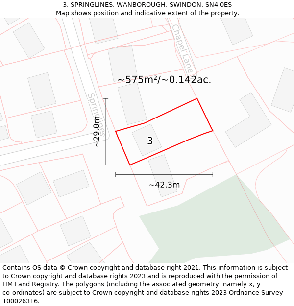 3, SPRINGLINES, WANBOROUGH, SWINDON, SN4 0ES: Plot and title map