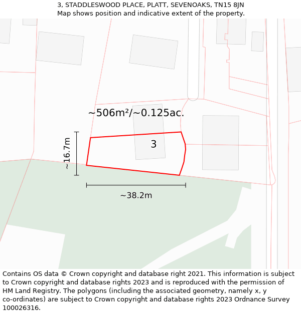 3, STADDLESWOOD PLACE, PLATT, SEVENOAKS, TN15 8JN: Plot and title map