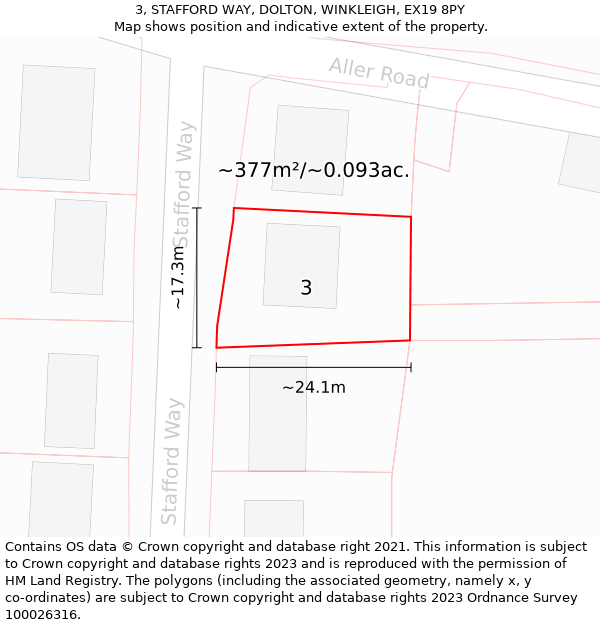 3, STAFFORD WAY, DOLTON, WINKLEIGH, EX19 8PY: Plot and title map