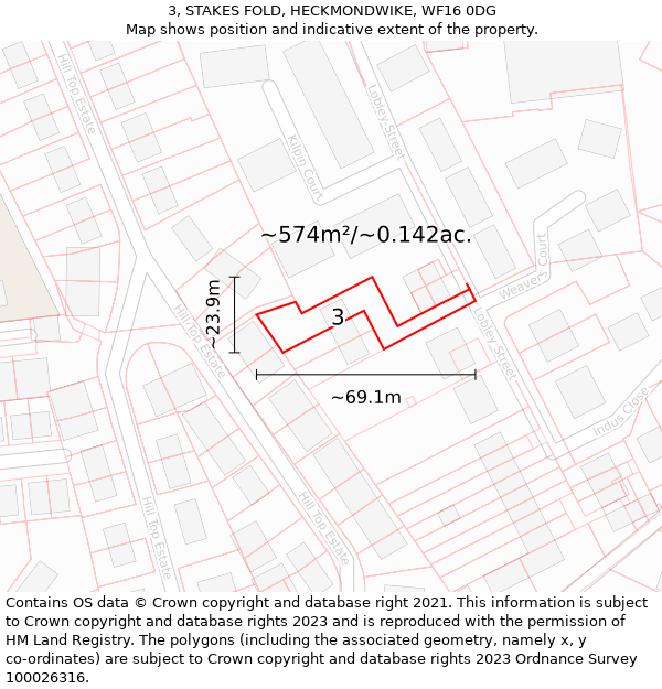 3, STAKES FOLD, HECKMONDWIKE, WF16 0DG: Plot and title map