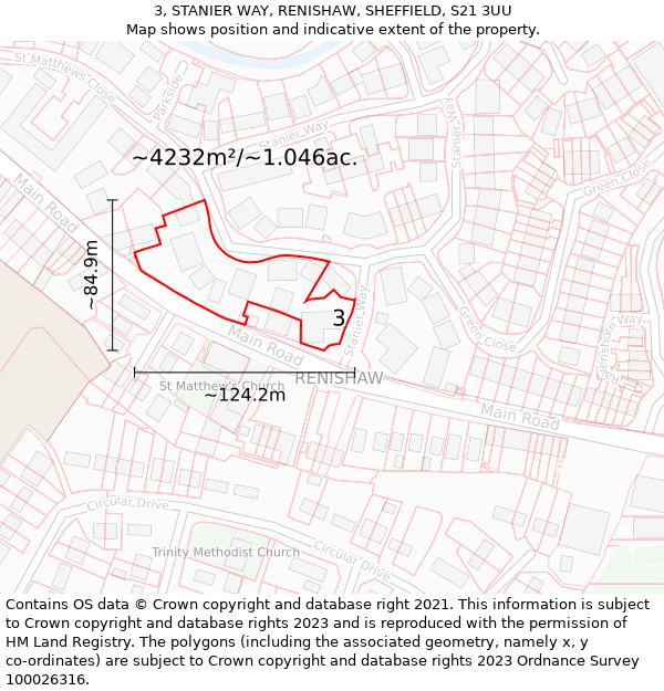 3, STANIER WAY, RENISHAW, SHEFFIELD, S21 3UU: Plot and title map