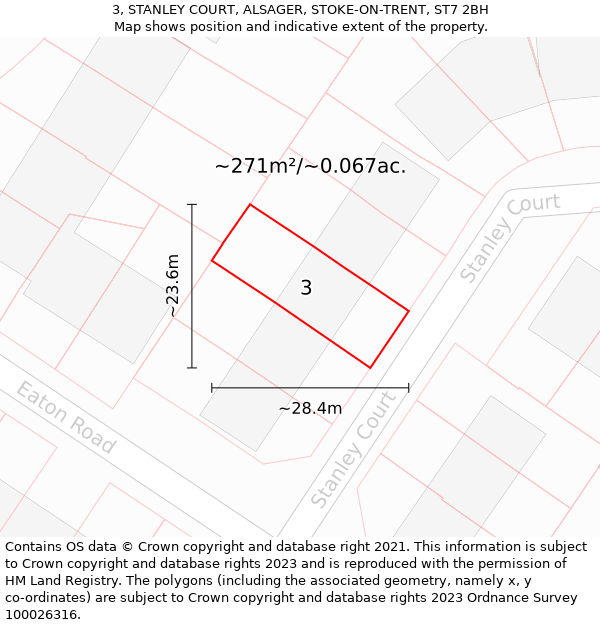 3, STANLEY COURT, ALSAGER, STOKE-ON-TRENT, ST7 2BH: Plot and title map