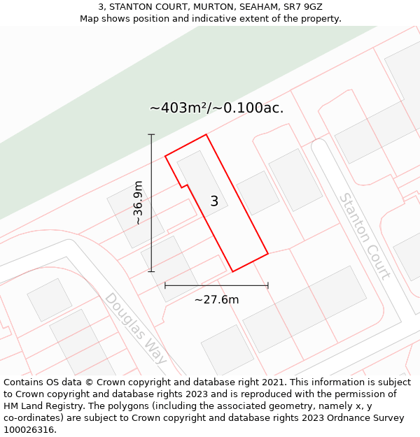 3, STANTON COURT, MURTON, SEAHAM, SR7 9GZ: Plot and title map