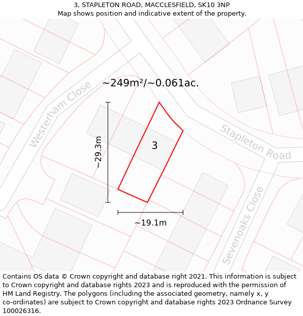 3, STAPLETON ROAD, MACCLESFIELD, SK10 3NP: Plot and title map