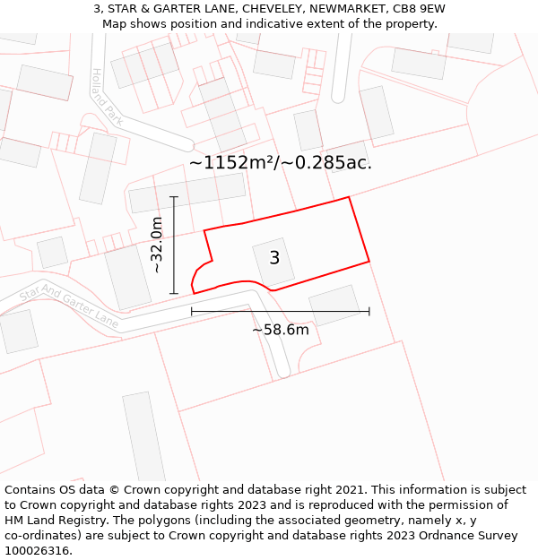 3, STAR & GARTER LANE, CHEVELEY, NEWMARKET, CB8 9EW: Plot and title map