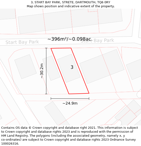 3, START BAY PARK, STRETE, DARTMOUTH, TQ6 0RY: Plot and title map