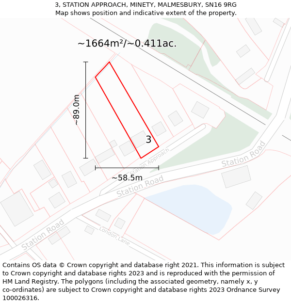 3, STATION APPROACH, MINETY, MALMESBURY, SN16 9RG: Plot and title map