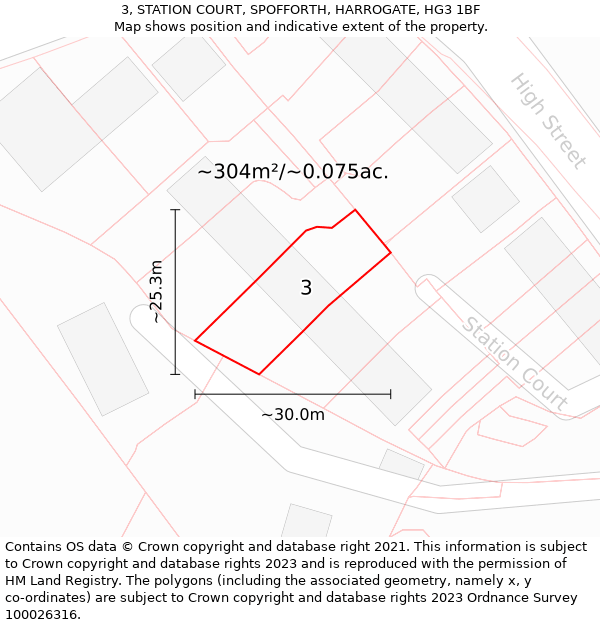 3, STATION COURT, SPOFFORTH, HARROGATE, HG3 1BF: Plot and title map