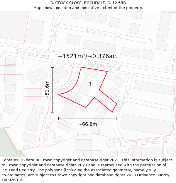 3, STOCK CLOSE, ROCHDALE, OL12 6BB: Plot and title map