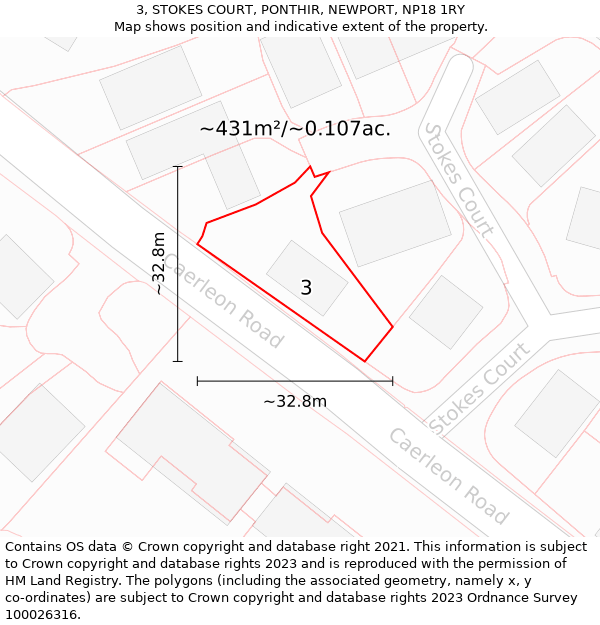 3, STOKES COURT, PONTHIR, NEWPORT, NP18 1RY: Plot and title map