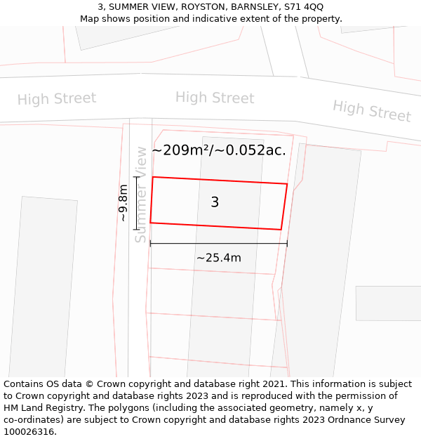 3, SUMMER VIEW, ROYSTON, BARNSLEY, S71 4QQ: Plot and title map