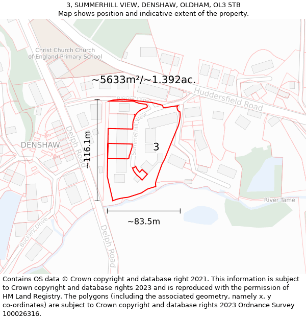 3, SUMMERHILL VIEW, DENSHAW, OLDHAM, OL3 5TB: Plot and title map