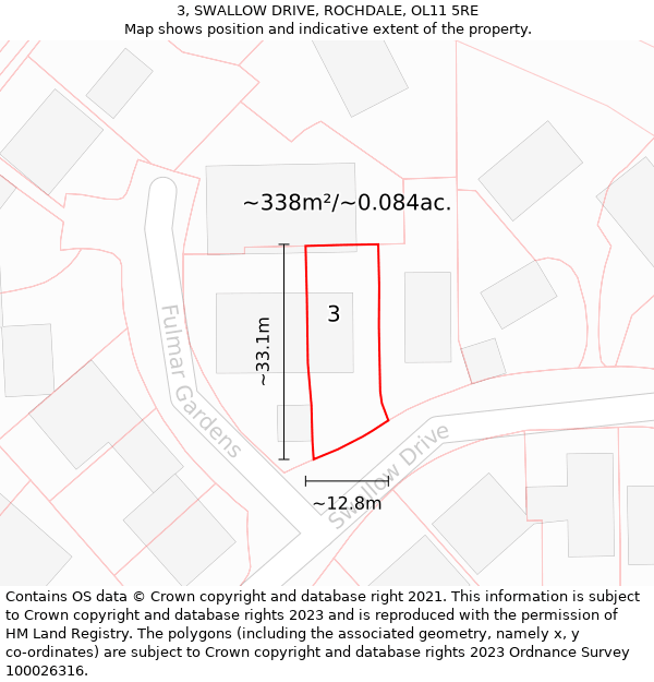 3, SWALLOW DRIVE, ROCHDALE, OL11 5RE: Plot and title map