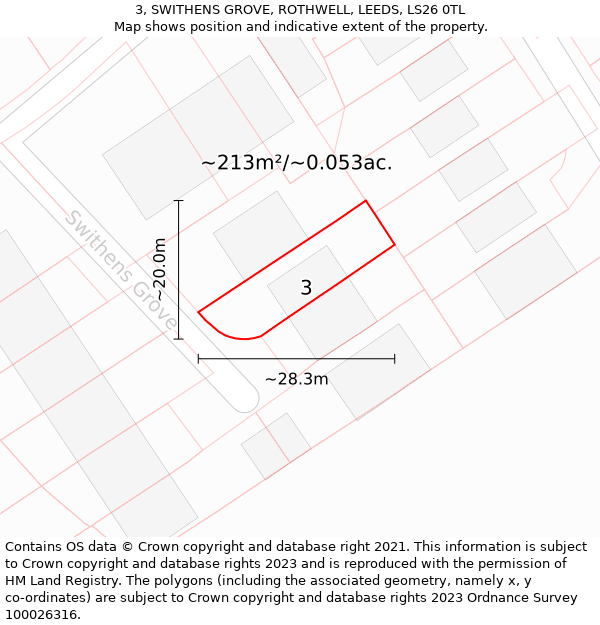 3, SWITHENS GROVE, ROTHWELL, LEEDS, LS26 0TL: Plot and title map