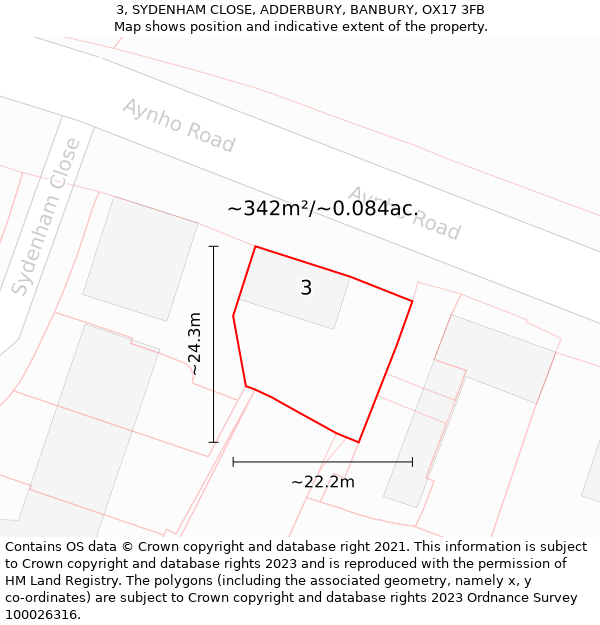 3, SYDENHAM CLOSE, ADDERBURY, BANBURY, OX17 3FB: Plot and title map