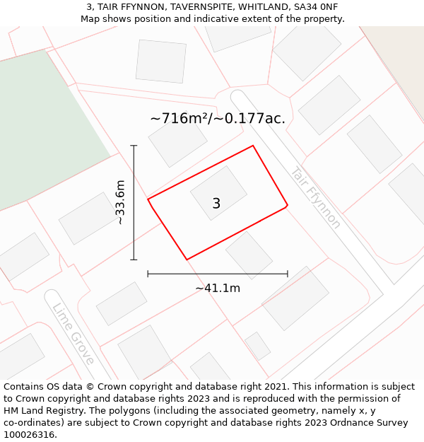 3, TAIR FFYNNON, TAVERNSPITE, WHITLAND, SA34 0NF: Plot and title map