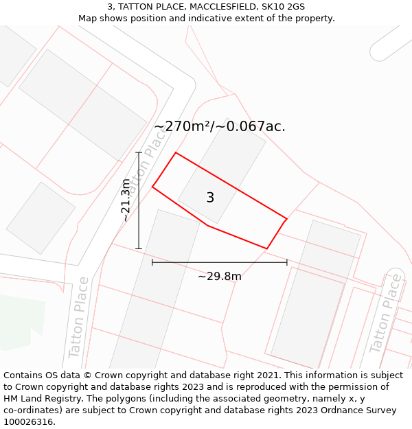 3, TATTON PLACE, MACCLESFIELD, SK10 2GS: Plot and title map