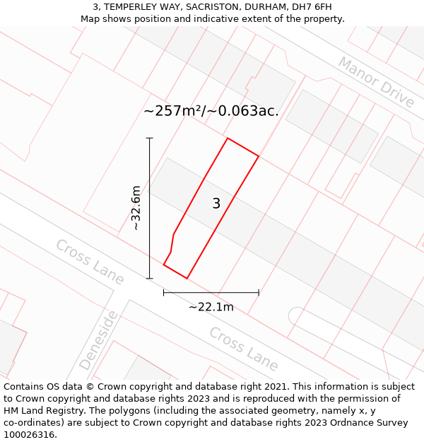 3, TEMPERLEY WAY, SACRISTON, DURHAM, DH7 6FH: Plot and title map