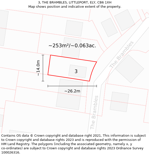 3, THE BRAMBLES, LITTLEPORT, ELY, CB6 1XH: Plot and title map