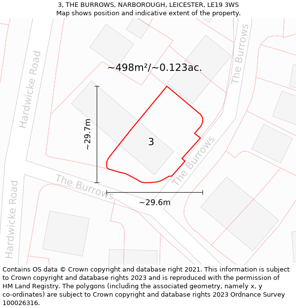 3, THE BURROWS, NARBOROUGH, LEICESTER, LE19 3WS: Plot and title map