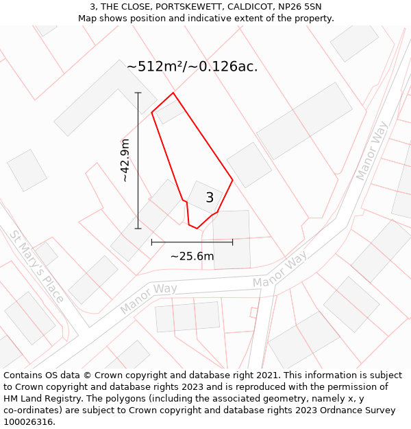 3, THE CLOSE, PORTSKEWETT, CALDICOT, NP26 5SN: Plot and title map