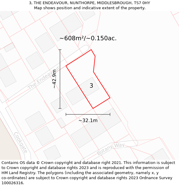 3, THE ENDEAVOUR, NUNTHORPE, MIDDLESBROUGH, TS7 0HY: Plot and title map