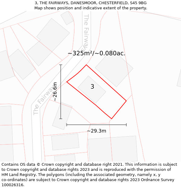 3, THE FAIRWAYS, DANESMOOR, CHESTERFIELD, S45 9BG: Plot and title map